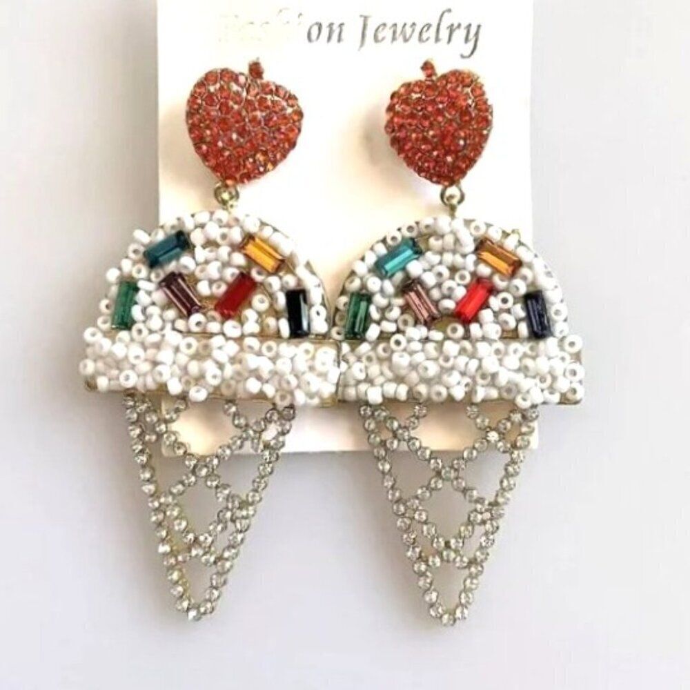 Ice Cream Beaded Boho Drop Earrings